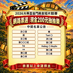 【2026大專盃金門美食短片競賽】網路票選｜現金200元抽抽樂名單公告????